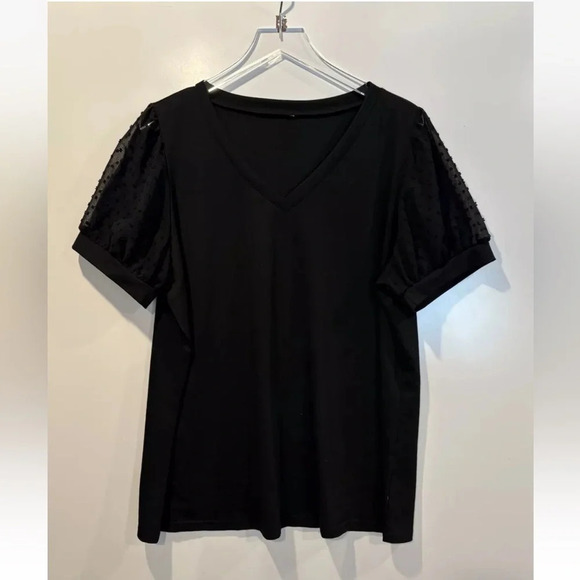 Target Agnes Orinda Black Swiss Dot Sheer Sleeve Top Women’s 1X (791) - Picture 2 of 6